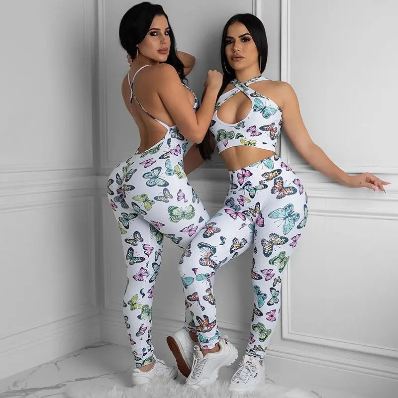 Hip Sling Butterfly Jumpsuit - Women's High Waist Overalls, High Waist Neck, Comfortable Design, Made of Polyester, Suitable for Halter