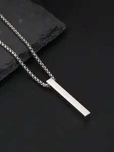 Men's Stainless Steel Geometric Column Pendant Necklace, Holiday Gift for Him, Perfect Boyfriend Present, Stylish and Durable Jewelry