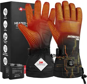 ANTARCTICA GEAR Heated Gloves for Men and Women, Winter Ski Gloves with 2 3200mAh Battery Packs, Rechargeable Heating Warm Gloves for Motorcycle for Hiking Camping Hunting