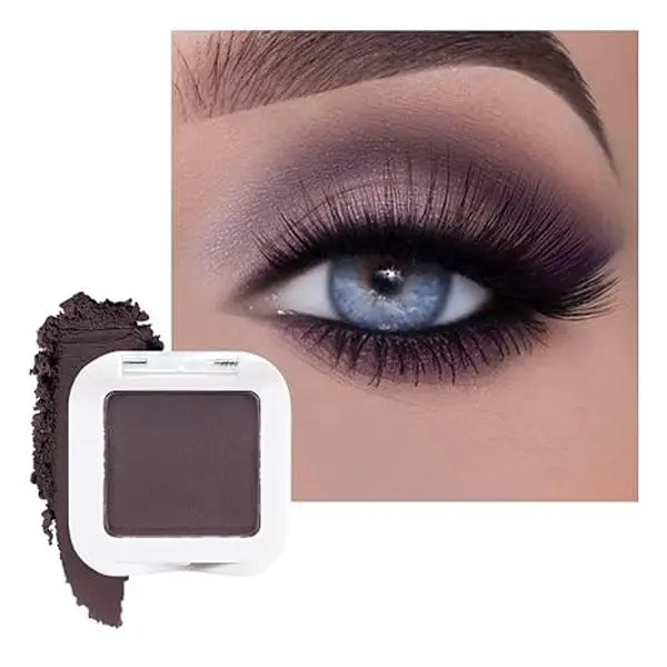 Eyeshadow Palette Makeup for Older Women Brown Eyes, Deep Dark Mauve Plum Purple Cream Eye Shadow Palette Single for Older Women, Monochrome Long Lasting Eyeshadow