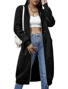 Zeagoo Womens Zip Up Hoodies Long Sleeve Fall Hooded Lightweight Tunic Sweatshirt Oversize Fleece Jacket With Pockets cropped hoodie zip hoodies
