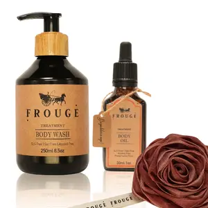 Frouge Shower Bundle for Men – Body Wash & Body Oil Set – Deep Cleansing & Hydrating Body Care with Argan Oil, Bergamot & Vitamin E – Masculine Scent