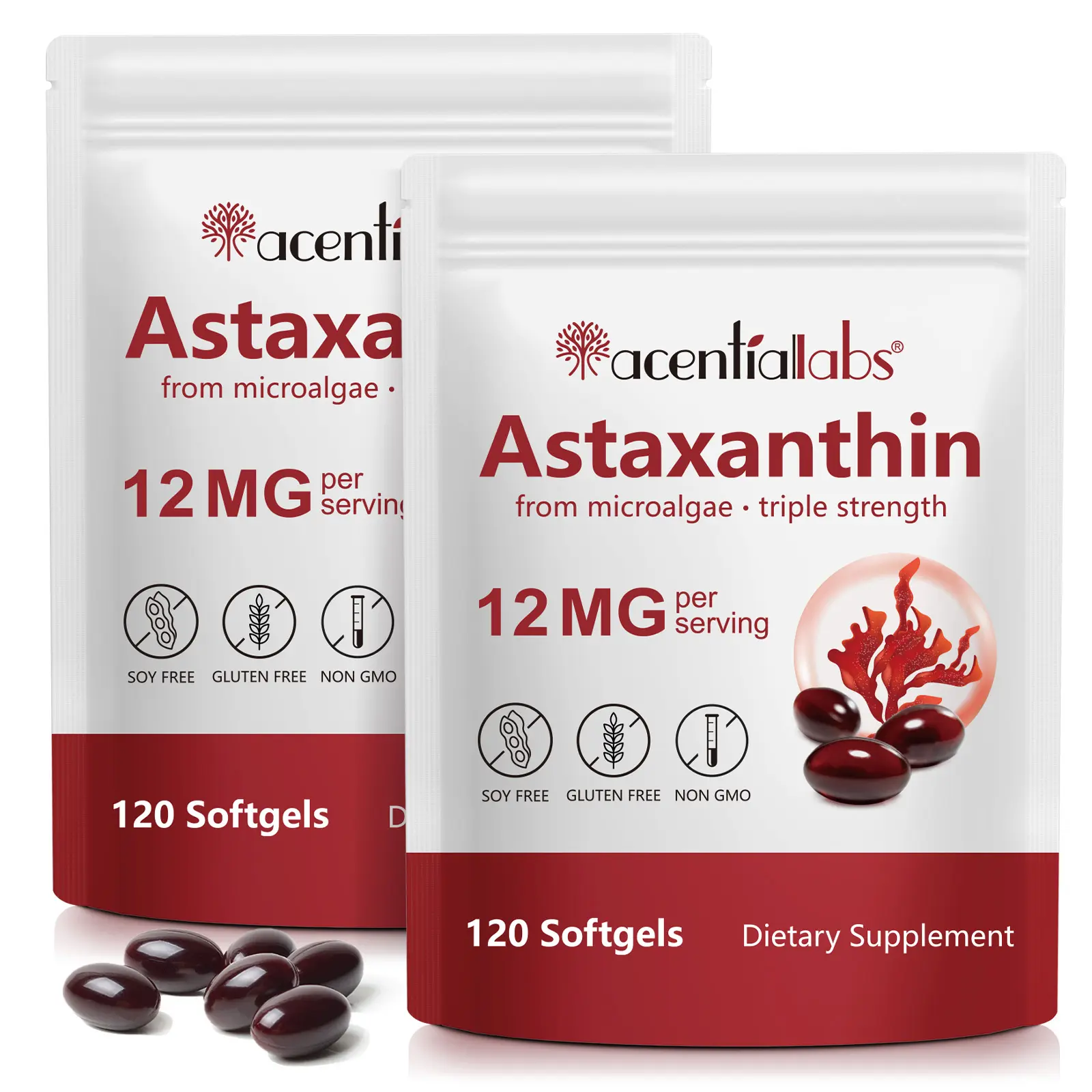 Acentiallabs Astaxanthin Vitamins 12mg, 120 Softgel Capsules - 4-Month Supply Fitness Supplement, Non-GMO, Gluten-Free Healthcare Antioxidant for Eye, Joint Health & Internal Circulation