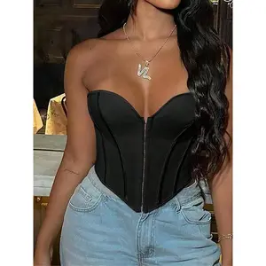 Y2K bone eyelet ring, front tie, open back, open chest, shaping corset, tube top, music festival