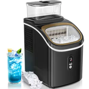 Countertop Ice Maker Machine,45Lbs Square Ice Cubes in 24 Hrs,16 Ice Cubes Ready in 8 Mins with Self-claning,24H Timer Setting, Ice Scoop and Basket for Home Kitchen Office Bar, Black Utensils Insulation