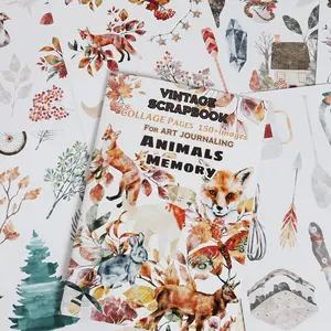 Animal Pattern Scrapbooking Paper & Sticker Set, 18 Sheets/set DIY Decorative Scrapbook Paper, Scrapbooking Supplies for DIY Crafts, Gift Wrapping, Crafting Kit, Craft Kits