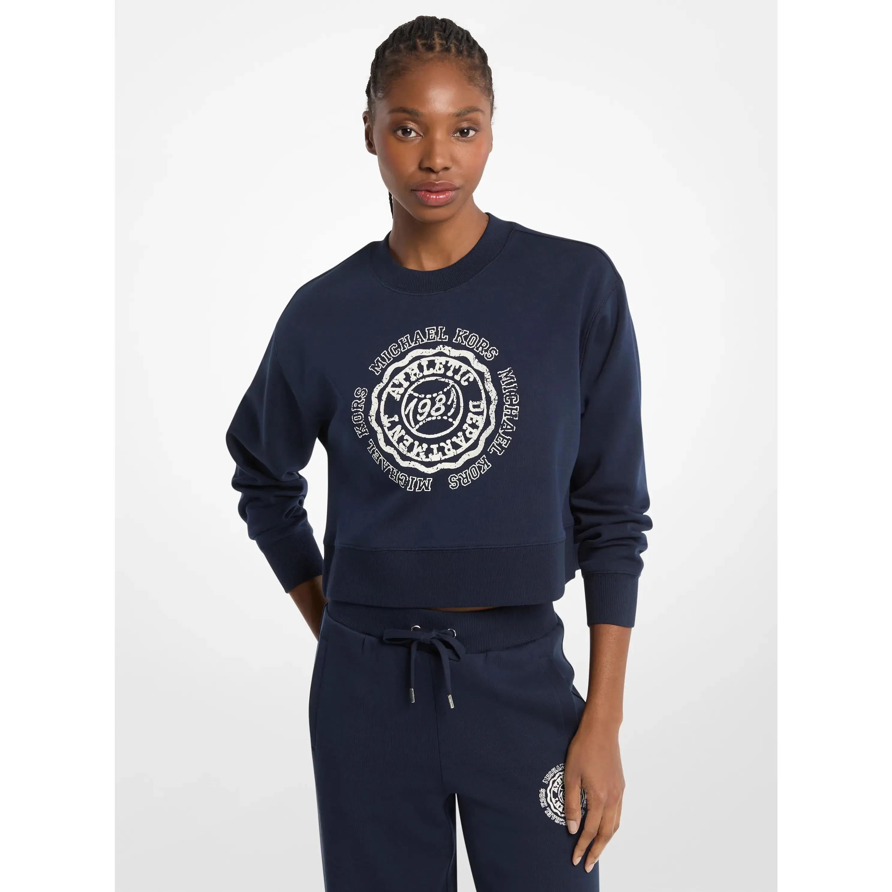 Graphic Logo Cotton Blend Cropped Sweatshirt