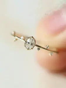 1 PC Pretty Cubic Zirconia Ring Adjustable Rings For Women Solitaire Engagement Rings For Valentine's Day Gift Wedding Anniversary Party Jewelry