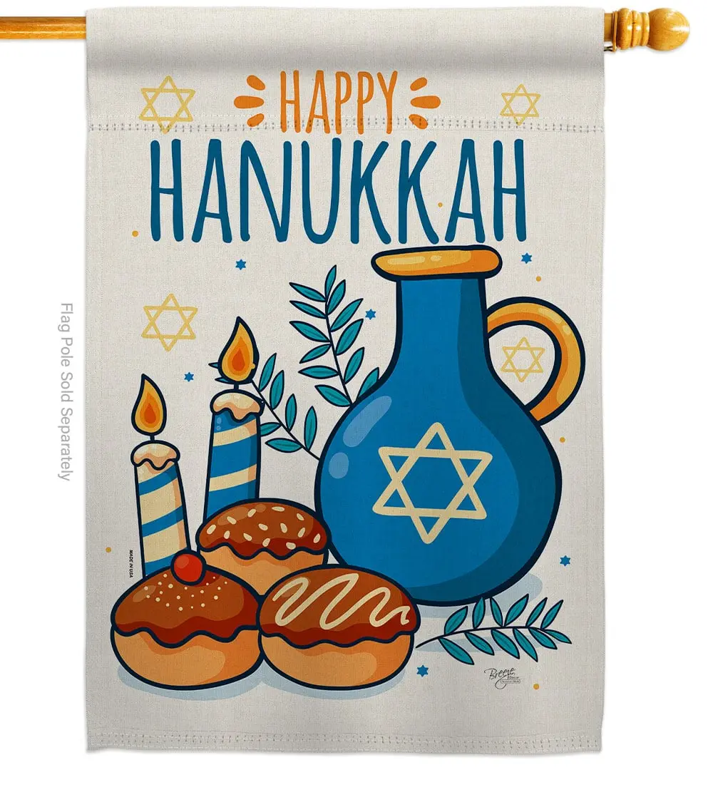 Breeze Decor H114240-BO Hanukkah Beautiful Large House Flag, 28" x 40" Double-Sided Vertical Soft-to-the-Touch Winter Garden Yard Banner Gift (Home & Garden Supplies), Decorative Vertical Flags