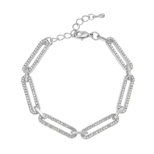 SHOP LC Mix Blue Paper Clip Chain Bracelet for Women Jewelry Birthday Gifts SHOP LC Mix Blue Paper Clip Chain Bracelet for Women Jewelry Birthday Gifts