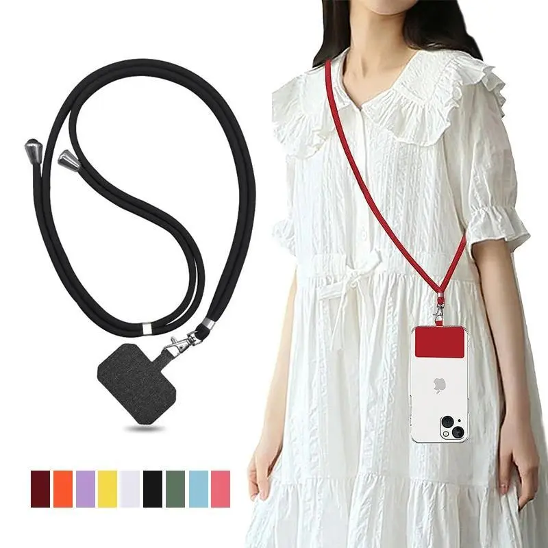 Universal Phone Lanyard with Adjustable Nylon Neck Strap & Metal Clasp, Card-Holding Hanging Rope Mobile Accessory for iPhone 14/13/12 Pro/X/XR/8/7 Plus