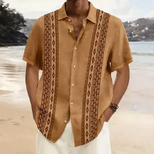 Men's Hawaiian Tropical 3D Print Short Sleeve Floral Shirt, Beach Vacation Casual Wear, Suitable for All Seasons, Slim Fit, Regular Length, Men's Plus Size Loose Casual Shirt