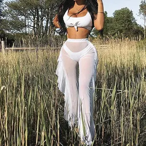 Women's Mesh Cover Up Trunks Nettepants for Beachwear Swimsuit Bikini