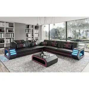 Mcmanu Modern Leather Sectional with LED Light