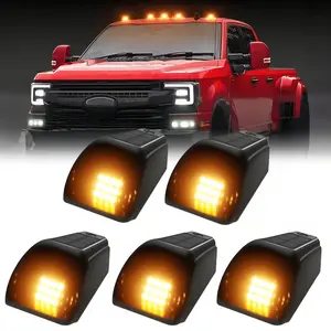 Wireless Solar Roof Lights for Truck SUV, No-Drill Cab Marker Lights, 3 Suction Cup Mount, Auto On/Off, IP67 Waterproof Solar Car Roof RGB Strobe Light,