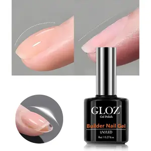 GLOZ 7-in-1 Clear Builder Gel Rubber Base Gel Nail Extension Strengthener Thickening Gel Rhinestone Adhesive LED UV Cured Nail Art Gel