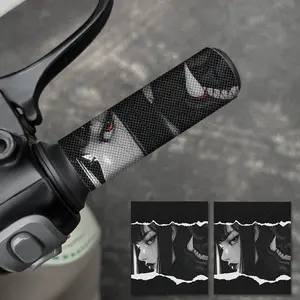 2PCS Trendy Dark System Two-Dimensional Girl Prajna Mask Motorcycle Sticker for Motorcycle Bicycle Handlebar Scratch Covering Outdoor Riding Grip Waterproof and Durable Non-Slip Sweat-Absorbing Decorative Accessories