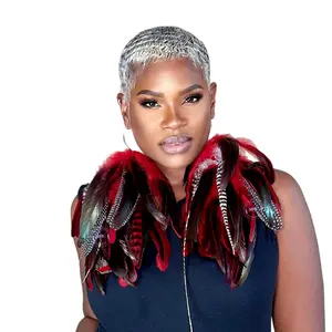 My Feather Earrings Red Schlappen Long Dangle Earrings with Natural Feathers, Boho Style, Handmade in the USA, 1 Pair per Pack