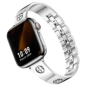 Luxury Four-Leaf Clover Love&Luck Band Compatible with Apple Watch Series 11 10 9 8 7 6 5 4 3 2 1 SE Ultra, 316L Stainless Steel Wearable Strap Women Elegant Dressy Bracelet Fashion Watchband for Iwatch 38Mm 40Mm 41Mm 42Mm 44Mm 45Mm 46Mm 49Mm