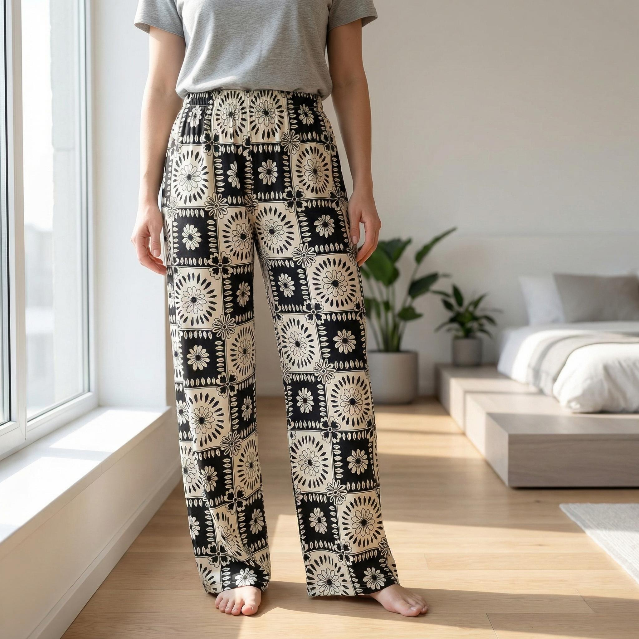 Palette Edition Comfy Loungewear Pants for Women Lightweight Summer Sports Pants Soft Loose Fit Plus Size Slow Running Casual Comfortable Bohemian Style Home Wear - Beach