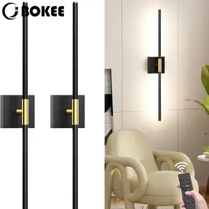 Battery-Powered Wall Lights Set Of 2, 40 Inches, 8000mAh USB Rechargeable Wall Lamps With Remote Control, 360° Rotatable, Dimmable LED Lights (3000K-6000K), Ideal For Living Room, Hallway, Bedroom (2-Pack)