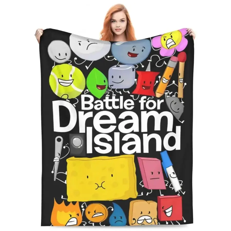 BFDI & Inanimate Insanity All Characters Thickened Flannel Throw Blanket - Lightweight, Printed, Soft Comfy Blanket for Sofa, Bedroom Bed Cover, Lightweight Throw Blanket