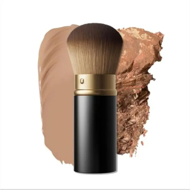 Retractable Airbrush Brush with Aluminum Handle – Perfect for Flawless Application of Liquid, Cream, and Powder Makeup on All Face Types