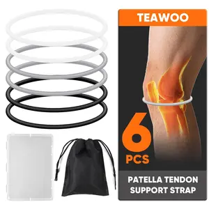 6PCS Patellar Tendon Support Strap (Black/White/Gray, 2 Each), Knee Pain Relief Patella Bands for Sports, Elastic Silicone Knee Brace for Men & Women, Portable for Gym Running Basketball