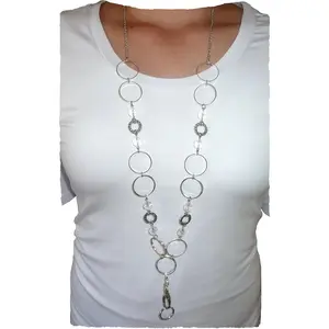 Hello Beautiful! Fashion Lanyard, Women's super  chain lanyard ID badge holder , 36" long