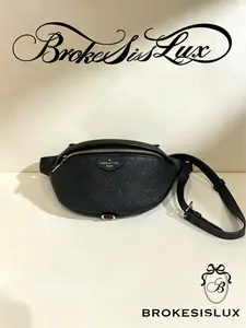 Pre-owned Louis Vuitton Black Giant Monogram Embossed Grain Cowhide Large Waist Chest Crossbody Everyday Sport Casual Fashion Belt Bag