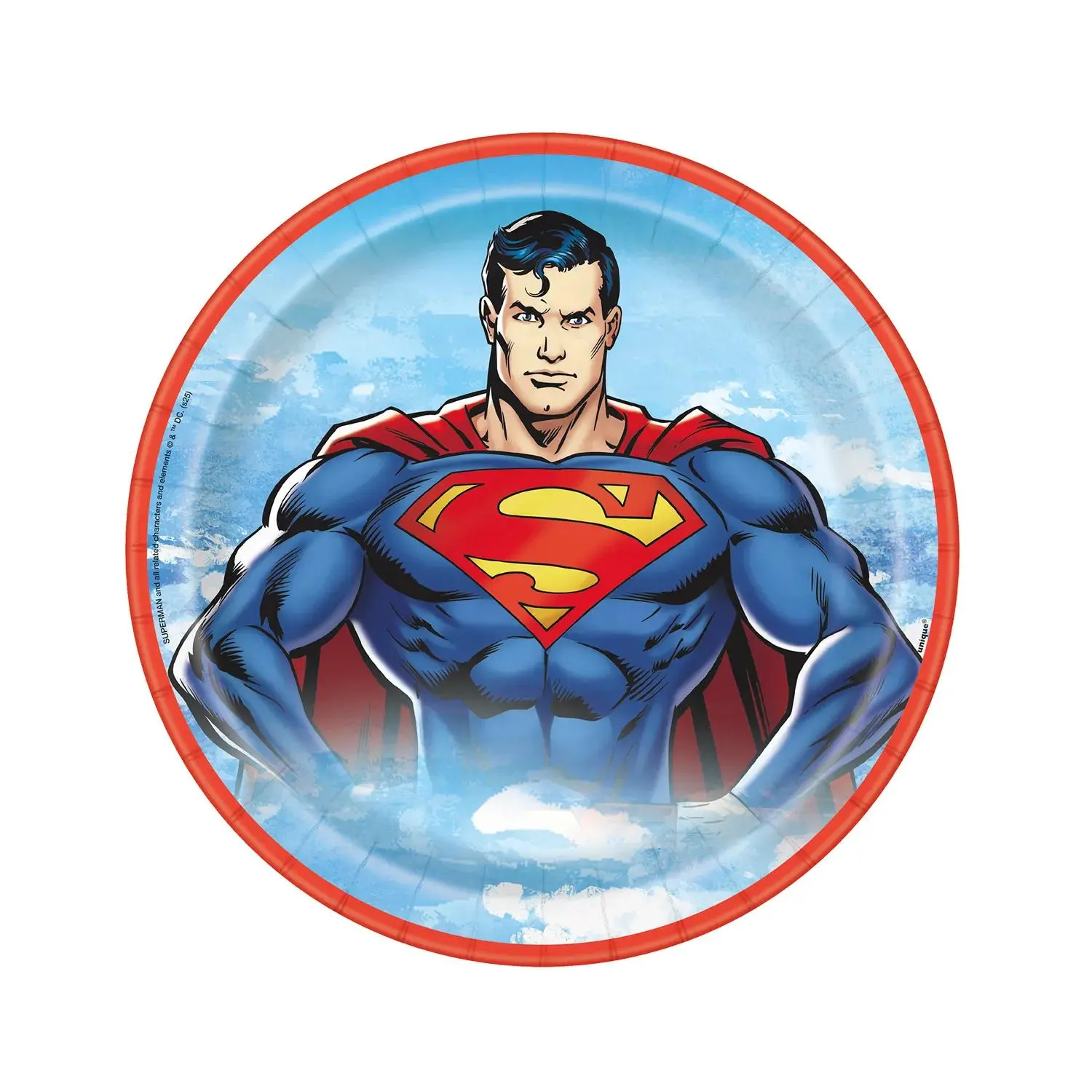 DC Comics Superman Round Disposable Paper Plates - 9 in, 8 Count, Food-Safe, Round Shape for Happy Birthday Parties (Home & Festive Disposable Tableware)