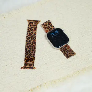 Leopard print strap "Leopard Print Milanese" magnetic strap - wild leopard print + 1-second quick buckle, suitable for 11/10/9/8/SE, enhances the sense of fashion on the wrist,summerwins,father'sdaygifts