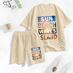 Men's Resort Print Spring And Summer Drawstring Shorts Set, A Casual Summer Outfit, Including A Short-Sleeved Shirt And Shorts, Suitable For Everyday Wear And Sports Activities.
