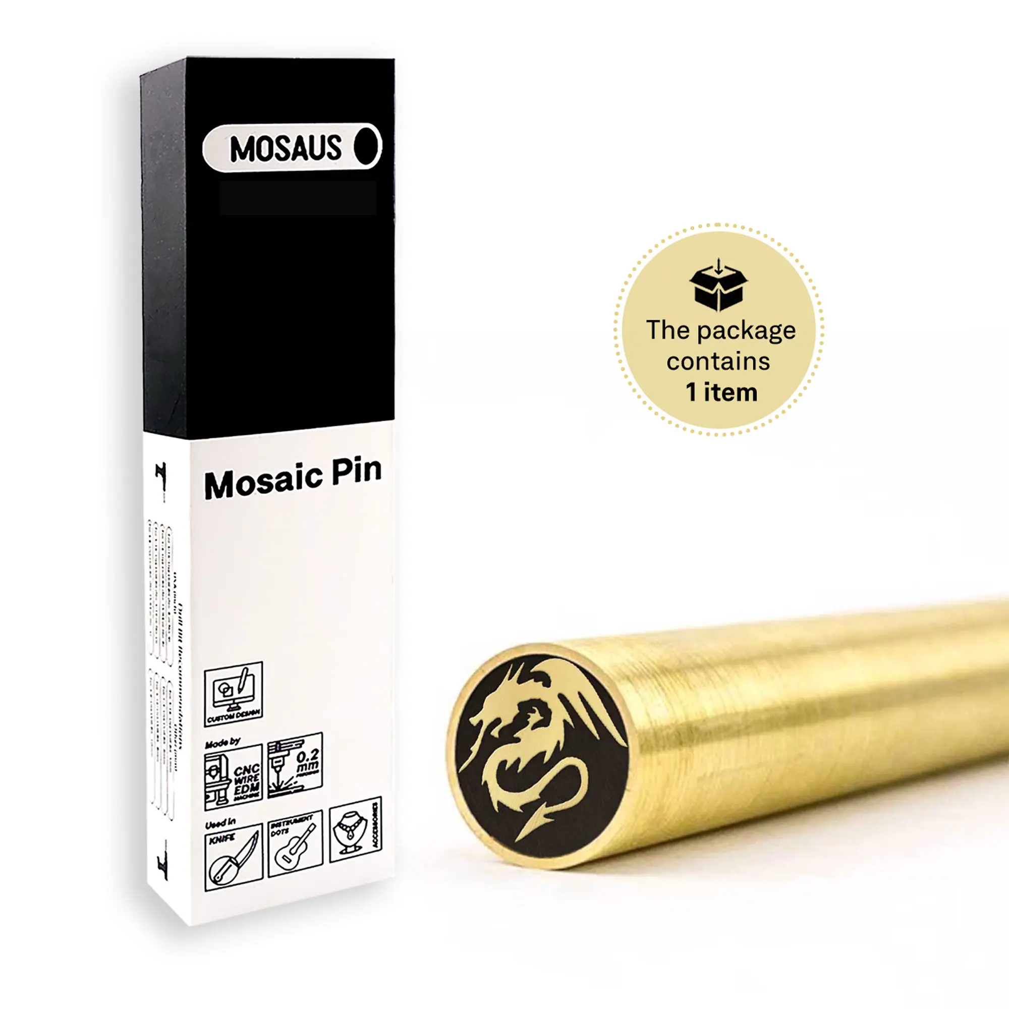MOSAUS Mosaic Pin for Knife | Dragon | Brass or Stainless | Decorative Brass Knife Handle Pins