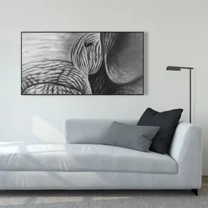 360 Stand Framed Elephant Wall Print - 24x48 in., Bold Animal Print, Minimalist Design Artistic Wall Decoration for Living Room Home Supplies