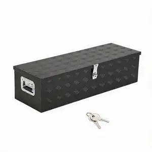 Heavy Duty Aluminum Truck Bed Tool Box with Lock, Diamond Plate Tool Chest Storage Organizer with Side Handles for Pickup Trucks, RV, Trailers