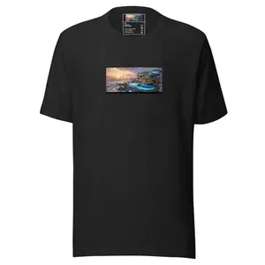 Nebula Drift Estate Performance T-Shirt | Futuristic Sci-Fi Mansion Graphic Tee | Cosmic Luxury Architecture Shirt | Space Art Apparel