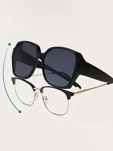 Unisex Minimalist Fit-over Sunglasses, Trendy Casual Sun Protective Sunglasses for Various Eyeglasses for Everyday Use, Fashion Accessories for Outdoor Activities
