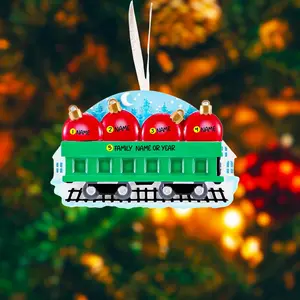 Personalized Family of 4 Train Christmas Ornament | Custom Names & Year