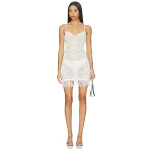 Tularosa Gelinda Fringe Mini Dress in Ivory