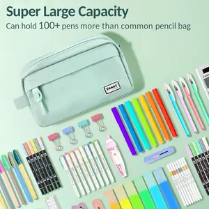 Sooez Original High Capacity Pencil Case with Easy Grip Handle & Loop, Mint Green for Girls Adults, Ideal for Portability and Journaling Supplies