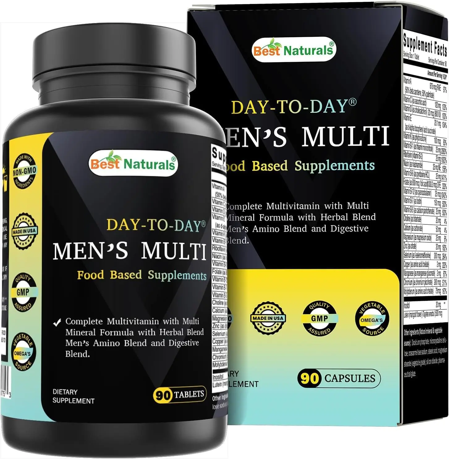 Best Naturals Day-to-Day Men's Multivitamin Food Based Supplement with Vitamin A, L-Arginine, L-Glutamine, L-Lysine- 90 Tablets Visit the Best Naturals Store