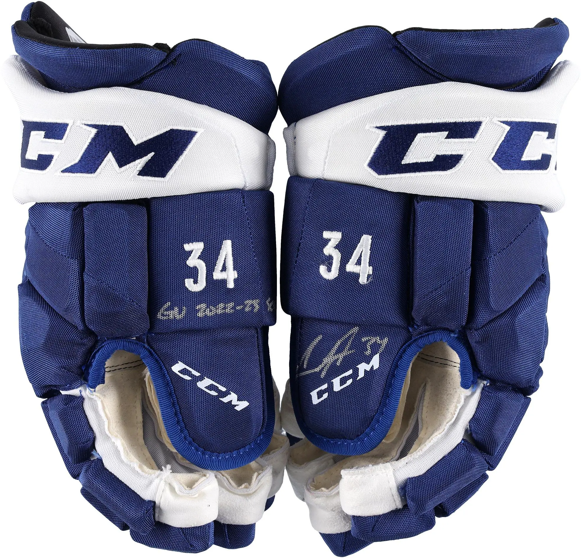Auston Matthews Toronto Maple Leafs Autographed Game-Used Blue CCM Gloves from the 2022-23 NHL Season with "Game Used" Inscription - Fanatics Authentic Certified