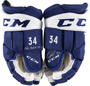 Auston Matthews Toronto Maple Leafs Autographed Game-Used Blue CCM Gloves from the 2022-23 NHL Season with "Game Used" Inscription - Fanatics Authentic Certified