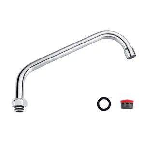 WOWOW Durable Commercial Faucet Swivel Spout Replacement, 10in Add-on Swing Nozzle, Chrome Polished Part for Commercial Kitchen Sink Faucets, No Water Tape Needed, Durable Faucet