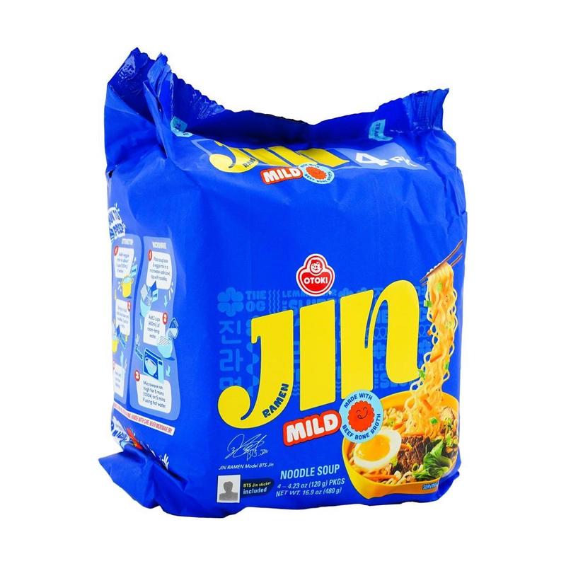 OTTOGI Jin Ramen Spicy Flavor 4 Pack 16.9 oz - BTS Favorite Korean Noodles
