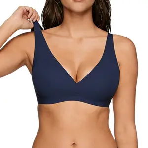 Jelly Wireless Womens Comfortable Wireless Bras Bralettes Seamless Tshirts Bras Deep V Everyday Bras jelly bras Slight-Push Up  Womenswear