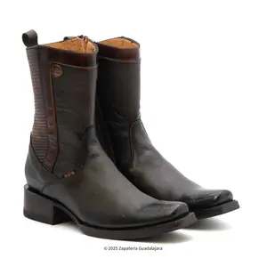 MEN'S DUBAI TOE MARCO BROWN LEATHER BOOT WITH ZIPPER