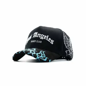 Angeles Dandy Snapback Cap, 3D Flame Embroidered Hat, Flat Brim Adjustable Baseball Cap, Unisex Comfortable Fashion Hat for Men Women