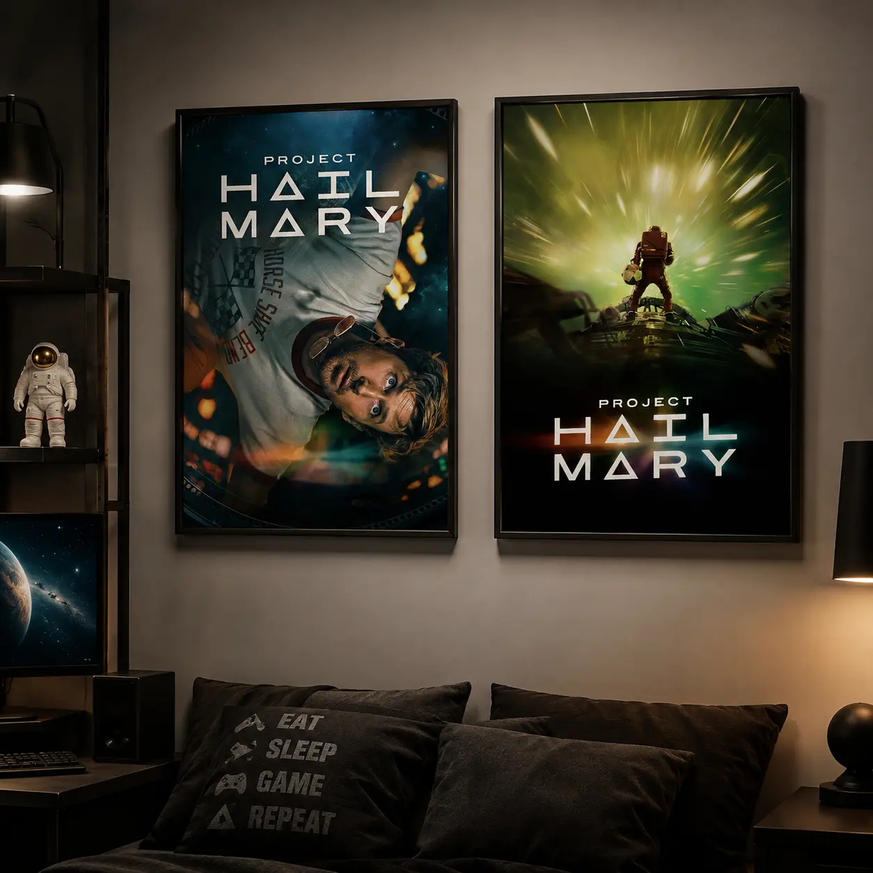 Project Hail Mary Canvas Wall Art, 2 Styles Sci-Fi Space Astronaut & Character Portrait Movie Poster Print, Interstellar Adventure Frameless Canvas Decor for Bedroom Man Cave Game Room
